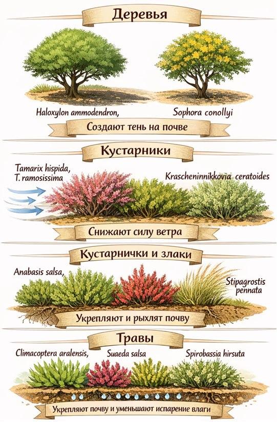 Рисунок 3. Ярусное расположение экобиоморф солеустойчивых растений