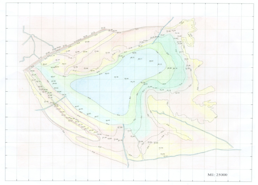 Figure 7. Isobath plan of Ribachie reservoir, January 2023