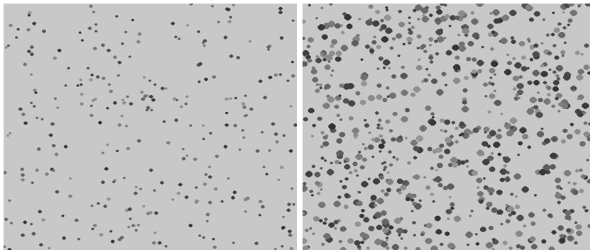 Figure 2. SEM images of cellulose acetate-based materials: (a) pure cellulose acetate; (b) cellulose acetate composite material containing activated carbon, chitosan, TiO₂, and SiO₂