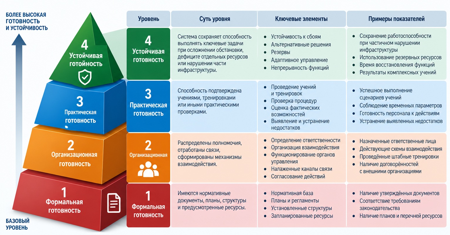 Рисунок 7. Модель уровней готовности ГО